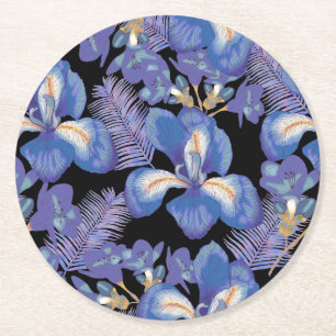 moody iris ronde kartonnen onderzetter