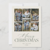 Moody Ivoor & Groen Multi Foto Feestdagenkaart (Voorkant)