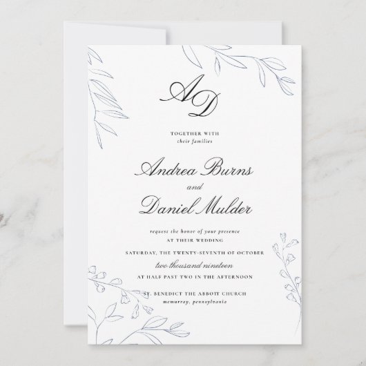 Moody Jewel Tone Bloemenbruiloft Kaart (Voorkant)