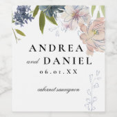 Moody Jewel Tone Bloemenbruiloft Wijn Etiket (Enkel label)