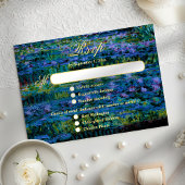 Moody Jewel Tone Monet Lily Pond Art Wedding Meal RSVP Kaartje