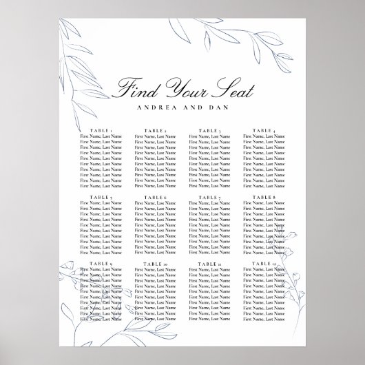 Moody Jewel Tone Wedding Seating Chart Poster (Voorkant)