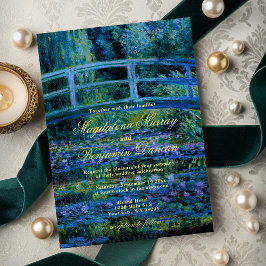 Moody Jewel Tones Monet Lily Pond Fine Art Wedding Kaart