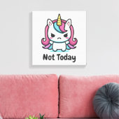 Moody Kawaii Unicorn Aangepaste tekst Canvas Afdruk (Insitu (Woonkamer))