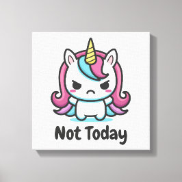 Moody Kawaii Unicorn Aangepaste tekst Canvas Afdruk