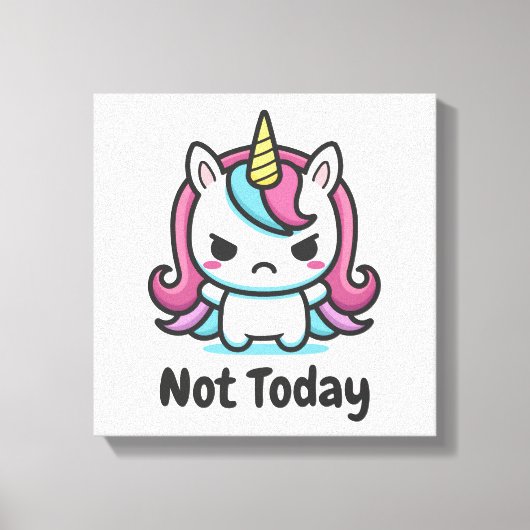 Moody Kawaii Unicorn Aangepaste tekst Canvas Afdruk (Voorkant)