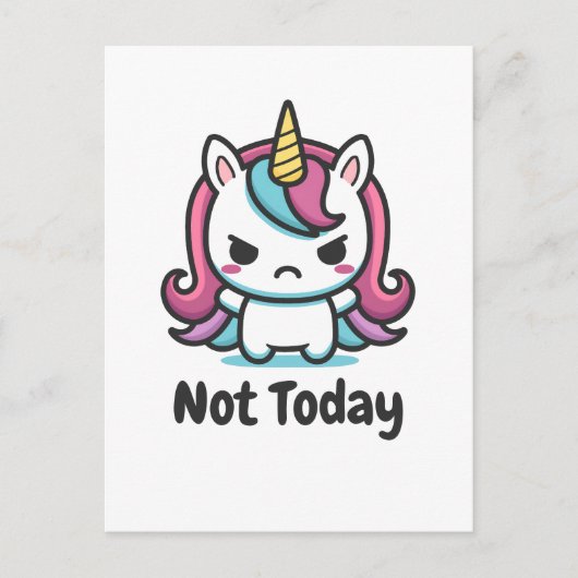 Moody Kawaii Unicorn Aangepaste tekst Feestdagenkaart (Voorkant)