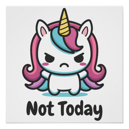 Moody Kawaii Unicorn Aangepaste tekst Perfect Poster (Voorkant)
