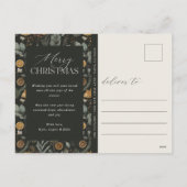 Moody Kerst Botanische Verticale Foto Feestdagenkaart (Achterkant)