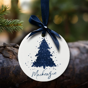 Moody Kerstboom Classy Navy Blue Custom Keramisch Ornament