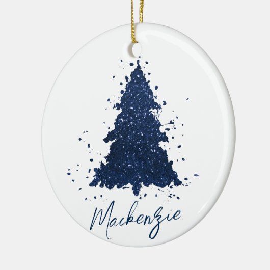 Moody Kerstboom | Classy Navy Blue Custom Keramisch Ornament (Links)