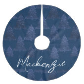 Moody Kerstboom | Classy Navy Blue Splatter Kerstboom Rok (Voorkant)