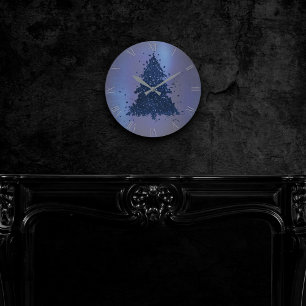 Moody Kerstboom Classy Navy Blue Splatter Ronde Klok