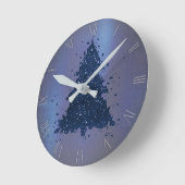 Moody Kerstboom | Classy Navy Blue Splatter Ronde Klok (Hoek)