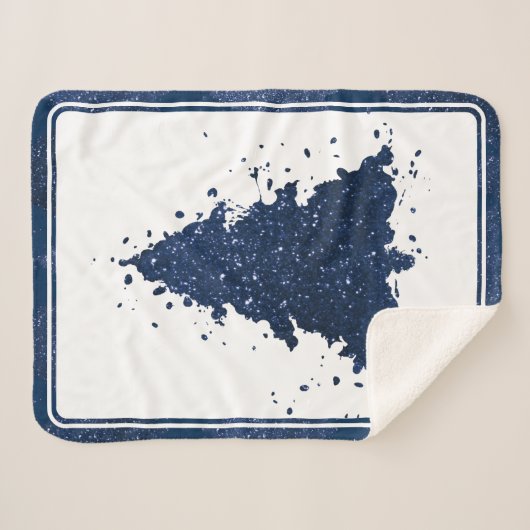 Moody Kerstboom | Classy Navy Blue Splatter Sherpa Deken (Voorkant (horizontaal))