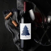 Moody Kerstboom | Classy Navy Blue Splatter Wijn Etiket