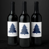 Moody Kerstboom | Classy Navy Blue Splatter Wijn Etiket