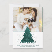 Moody Kerstboom | Dark Midnight Blauwgroen foto Feestdagenkaart (Voorkant)