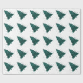 Moody kerstboom | Dark Midnight Blauwgroen Green Cadeaupapier (Vlak)