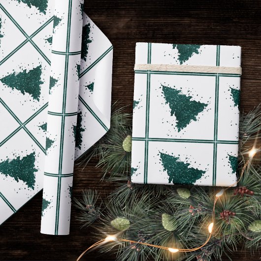 Moody kerstboom | Dark Midnight Blauwgroen Green Cadeaupapier