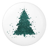 Moody kerstboom | Dark Midnight Blauwgroen Green Keramische Knop (Voorkant)