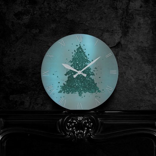 Moody kerstboom | Dark Midnight Blauwgroen Green Ronde Klok