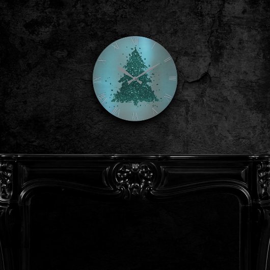 Moody kerstboom | Dark Midnight Blauwgroen Green Ronde Klok