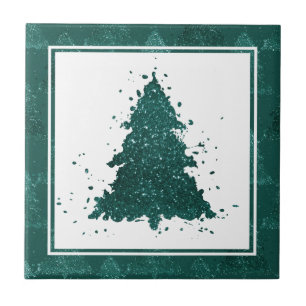 Moody kerstboom   Dark Midnight Blauwgroen Green Tegeltje