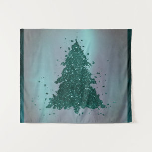 Moody kerstboom   Dark Midnight Blauwgroen Green Wandkleed