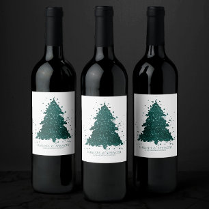 Moody kerstboom Dark Midnight Blauwgroen Green Wijn Etiket