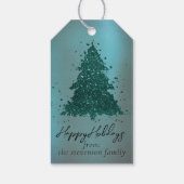 Moody kerstboom | Dark Midnight Blauwgroen Script Cadeaulabel (Achterkant)