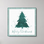 Moody kerstboom | Dark Midnight Blauwgroen Script Canvas Afdruk (Voorkant)