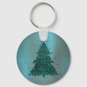 Moody Kerstboom | Dark Midnight Blauwgroen Splatte Sleutelhanger (Achterkant)