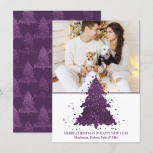Moody Kerstboom Deep Plum Paarse foto Feestdagenkaart