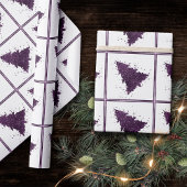 Moody Kerstboom | Deep Plum Paarse Splatter Cadeaupapier