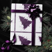 Moody Kerstboom | Deep Plum Paarse Splatter Cadeaupapier