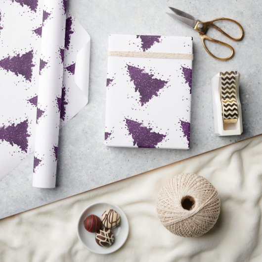 Moody Kerstboom | Deep Plum Paarse Splatter Cadeaupapier (Crafts)