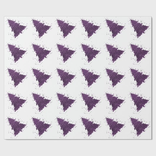 Moody Kerstboom | Deep Plum Paarse Splatter Cadeaupapier (Vlak)
