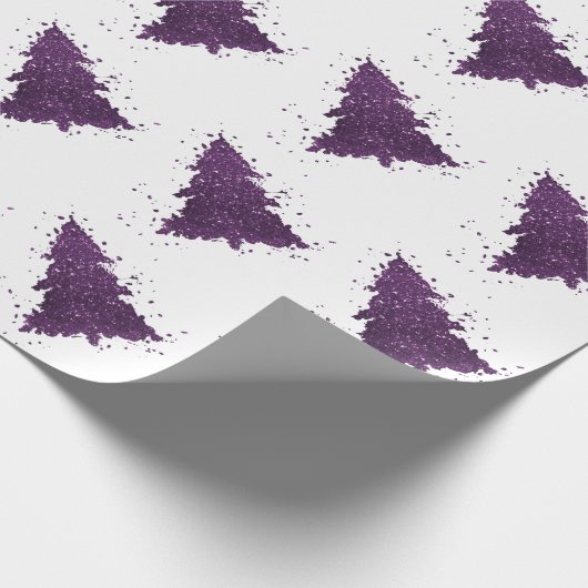 Moody Kerstboom | Deep Plum Paarse Splatter Cadeaupapier (Hoek)