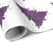 Moody Kerstboom | Deep Plum Paarse Splatter Cadeaupapier (Rol Hoek)
