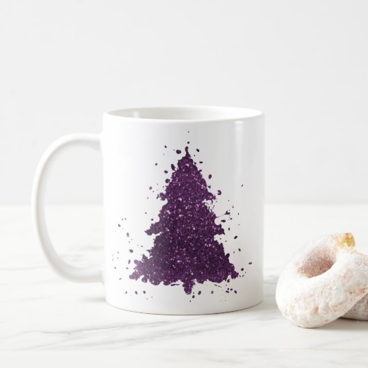 Moody Kerstboom | Deep Plum Paarse Splatter Koffiemok (Met donut)