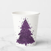 Moody Kerstboom | Deep Plum Paarse Splatter Papieren Bekers (Achterkant)