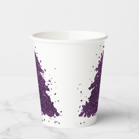 Moody Kerstboom | Deep Plum Paarse Splatter Papieren Bekers (Links)