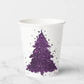 Moody Kerstboom | Deep Plum Paarse Splatter Papieren Bekers (Voorkant)