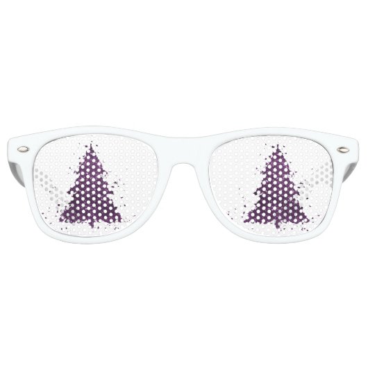 Moody Kerstboom | Deep Plum Paarse Splatter Retro Zonnebril (Voorkant)