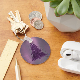 Moody Kerstboom Deep Plum Paarse Splatter Sleutelhanger