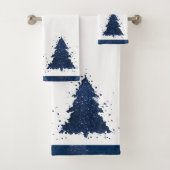Moody Kerstboom | Klassiek donker marineblauw Bad Handdoek (Insitu)