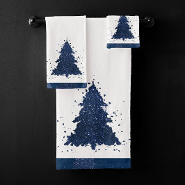 Moody Kerstboom | Klassiek donker marineblauw Bad Handdoek