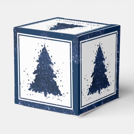 Moody Kerstboom | Klassiek donker marineblauw Bedankdoosjes (Achterkant)