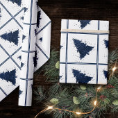 Moody Kerstboom | Klassiek donker marineblauw Cadeaupapier